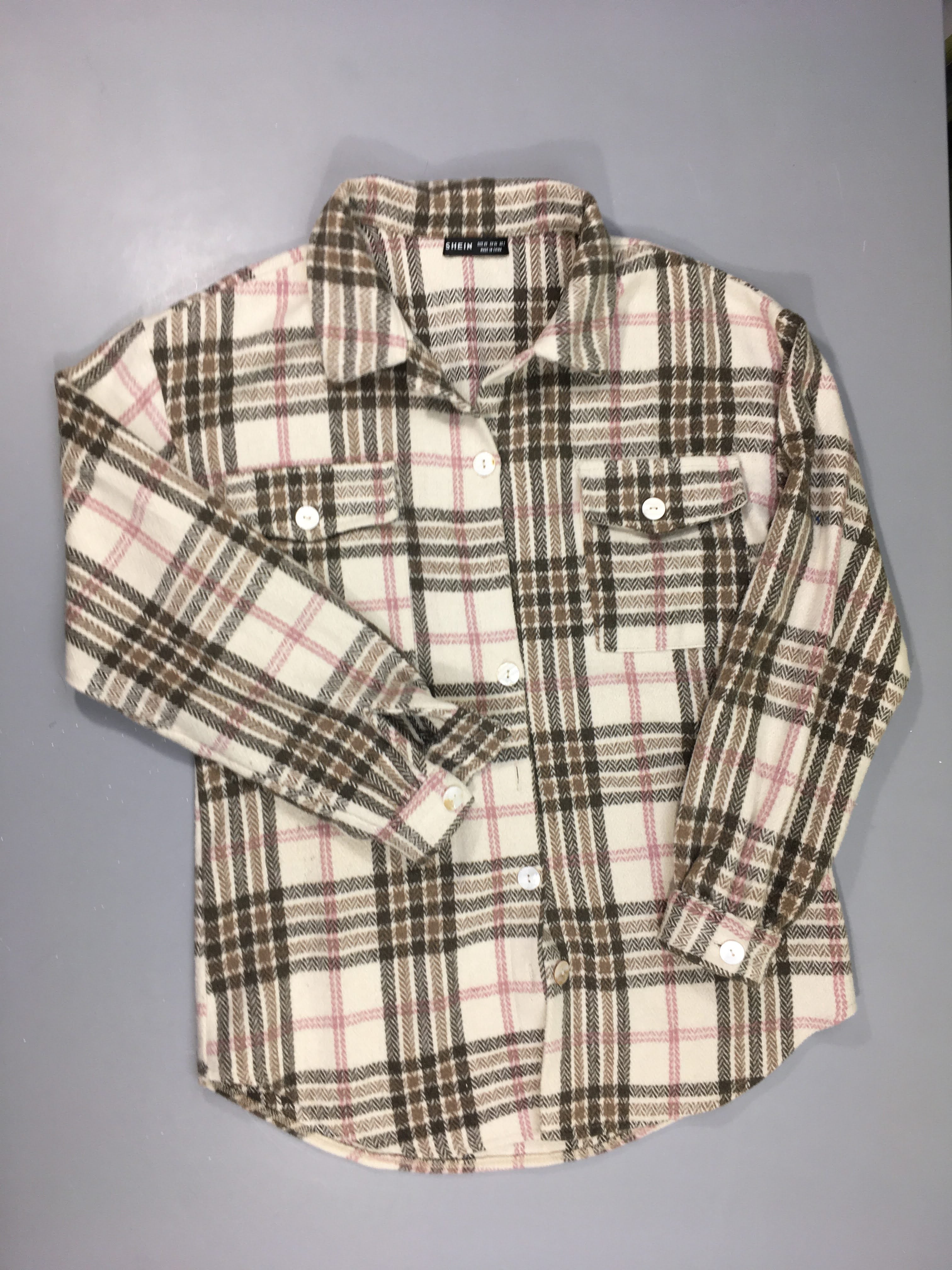 Surchemise à carreaux brun rose