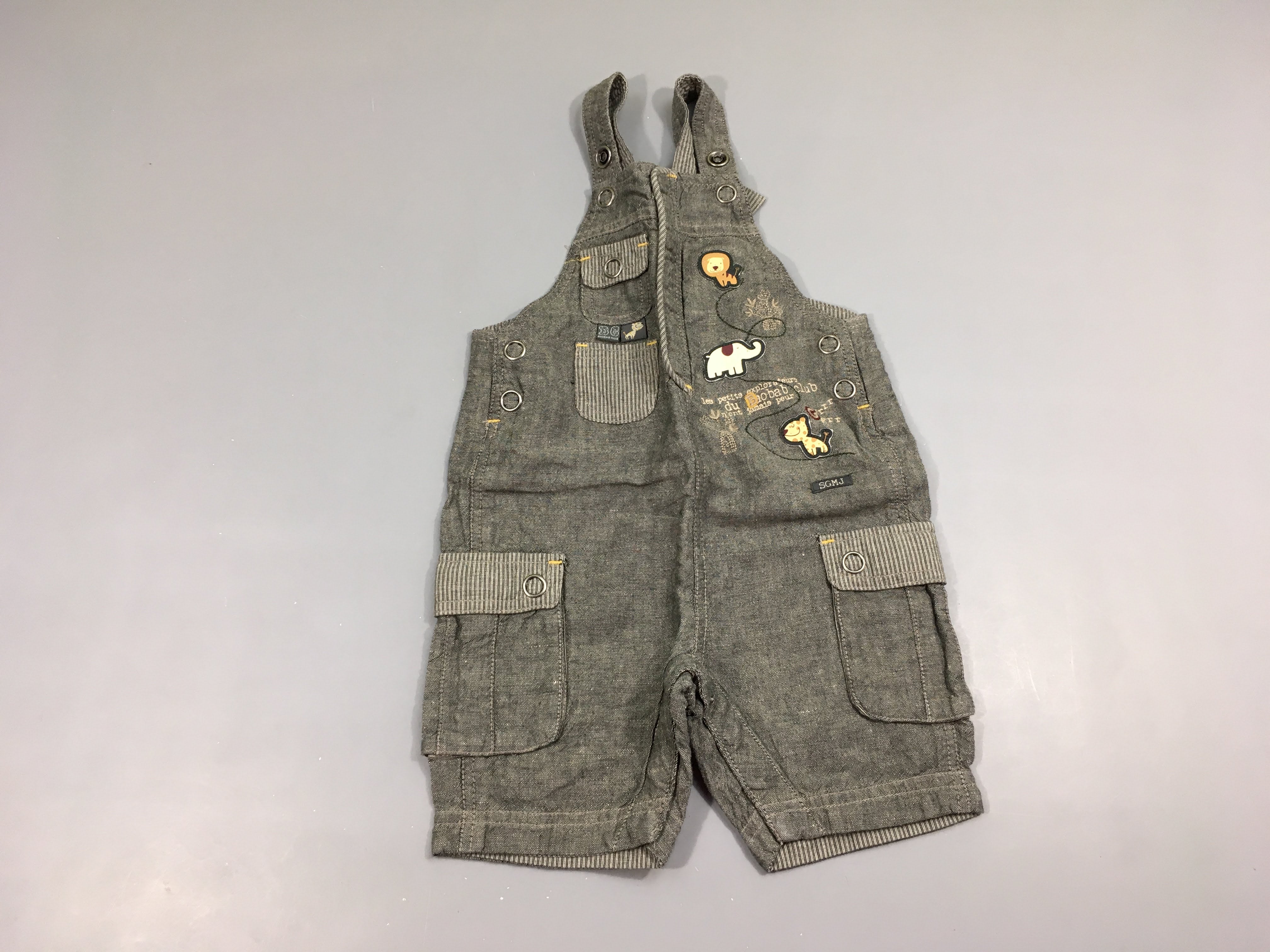 Salopette short gris chiné animaux