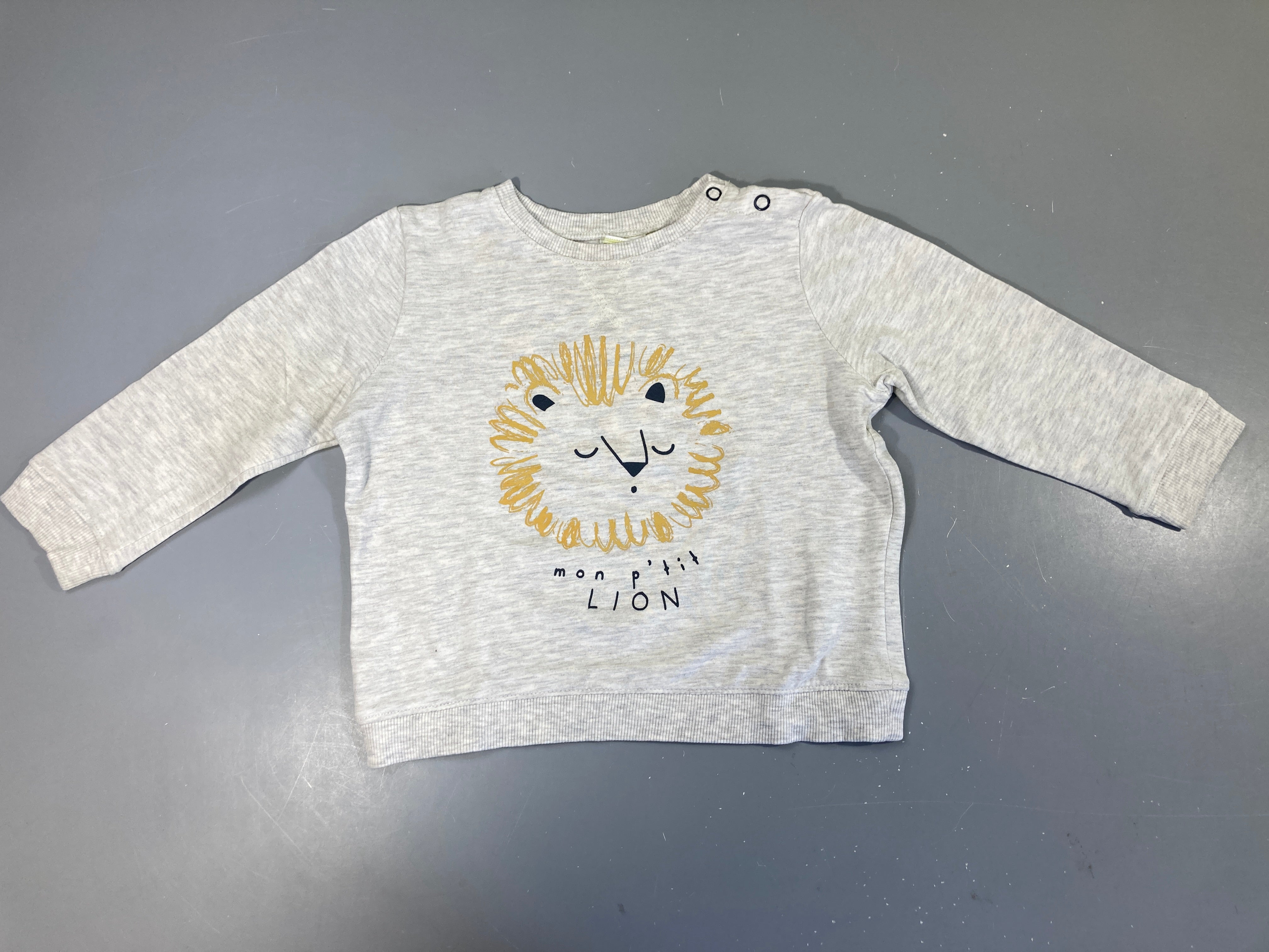 Sweat gris flammé lion