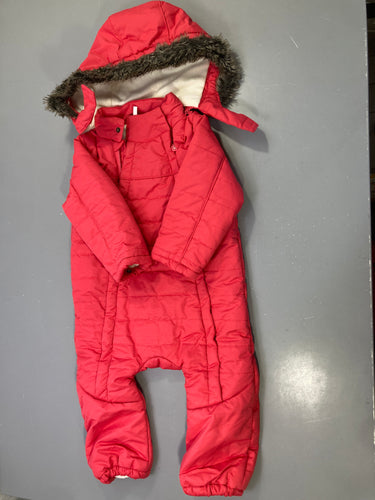 Combinaison pilote rose zippée matelassée, capuche bordure fausse fourrure, doublure polaire, moins cher chez Petit Kiwi
