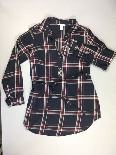 Blouse ml à carreaux bleu rouge avec ceinture textile, moins cher chez Petit Kiwi