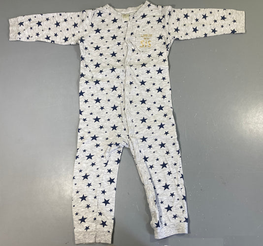 Combinaison jersey gris chiné étoiles Sis, moins cher chez Petit Kiwi