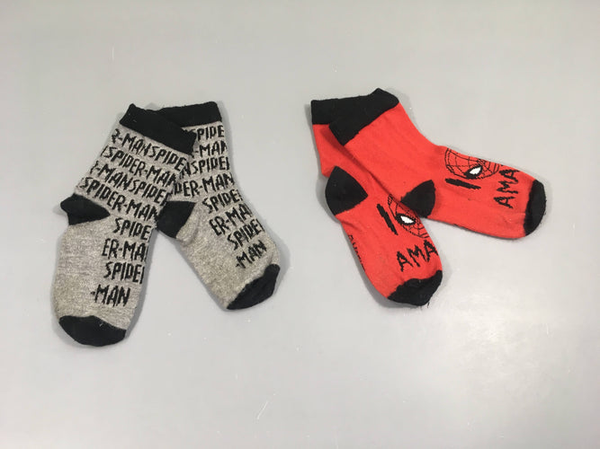 2 paires de chaussettes Spider-man, gris, 23-26, moins cher chez Petit Kiwi