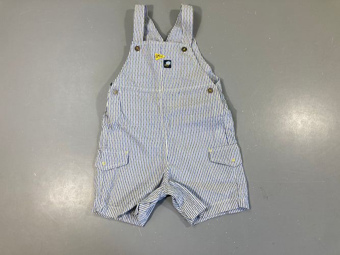 Salopette short blanc rayé bleu Smile, moins cher chez Petit Kiwi