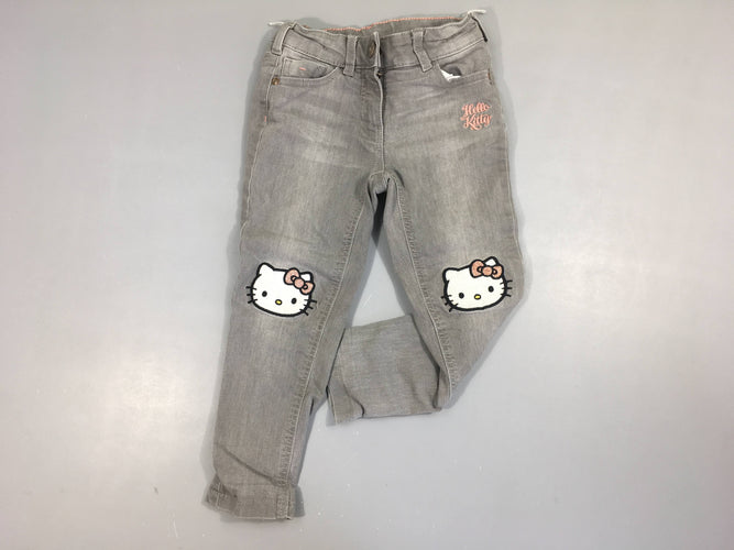 Jeans gris clair doublé jersey Hello Kitty, moins cher chez Petit Kiwi