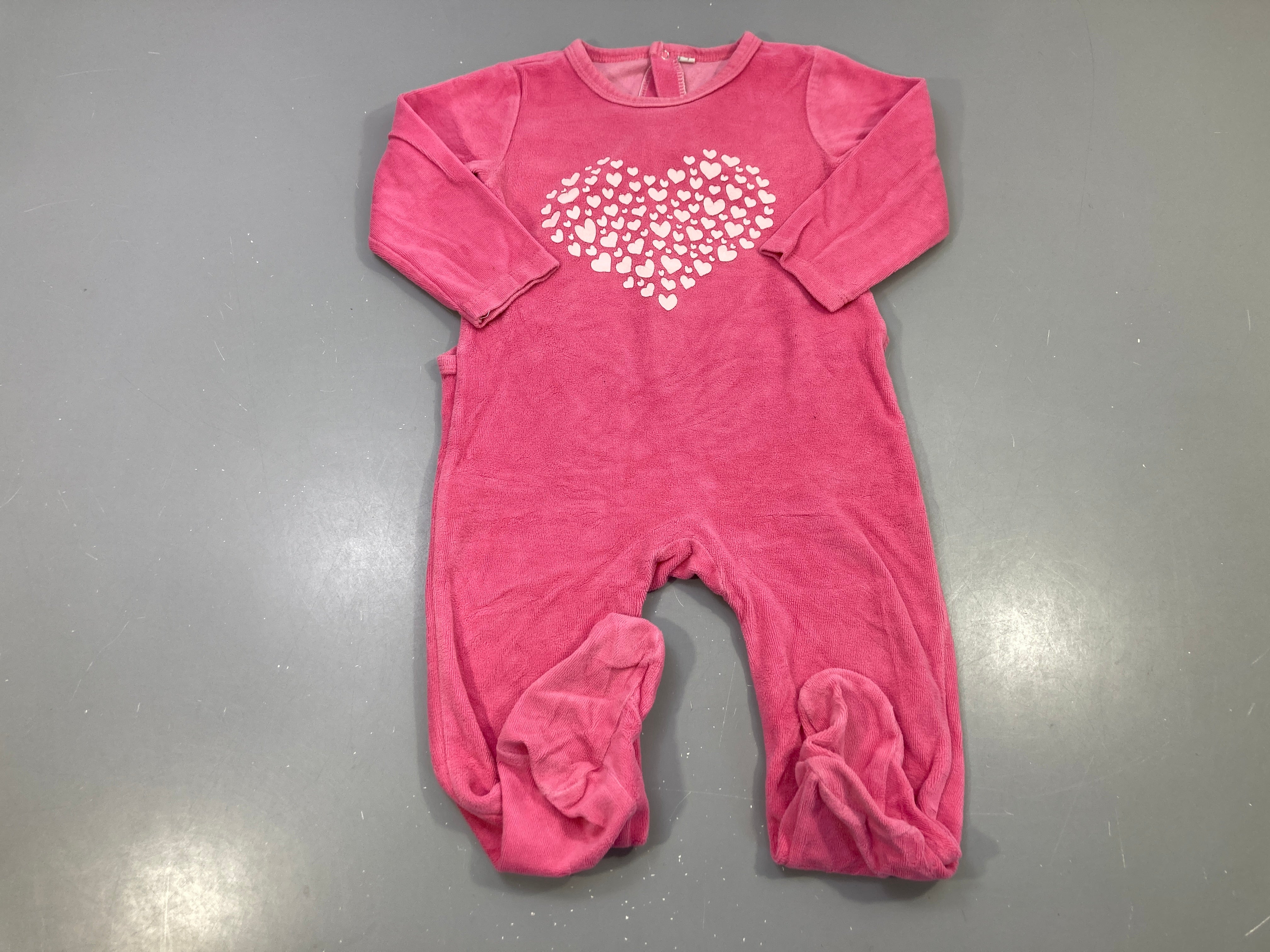 Pyjama velours rose fuchsia, grand cœur