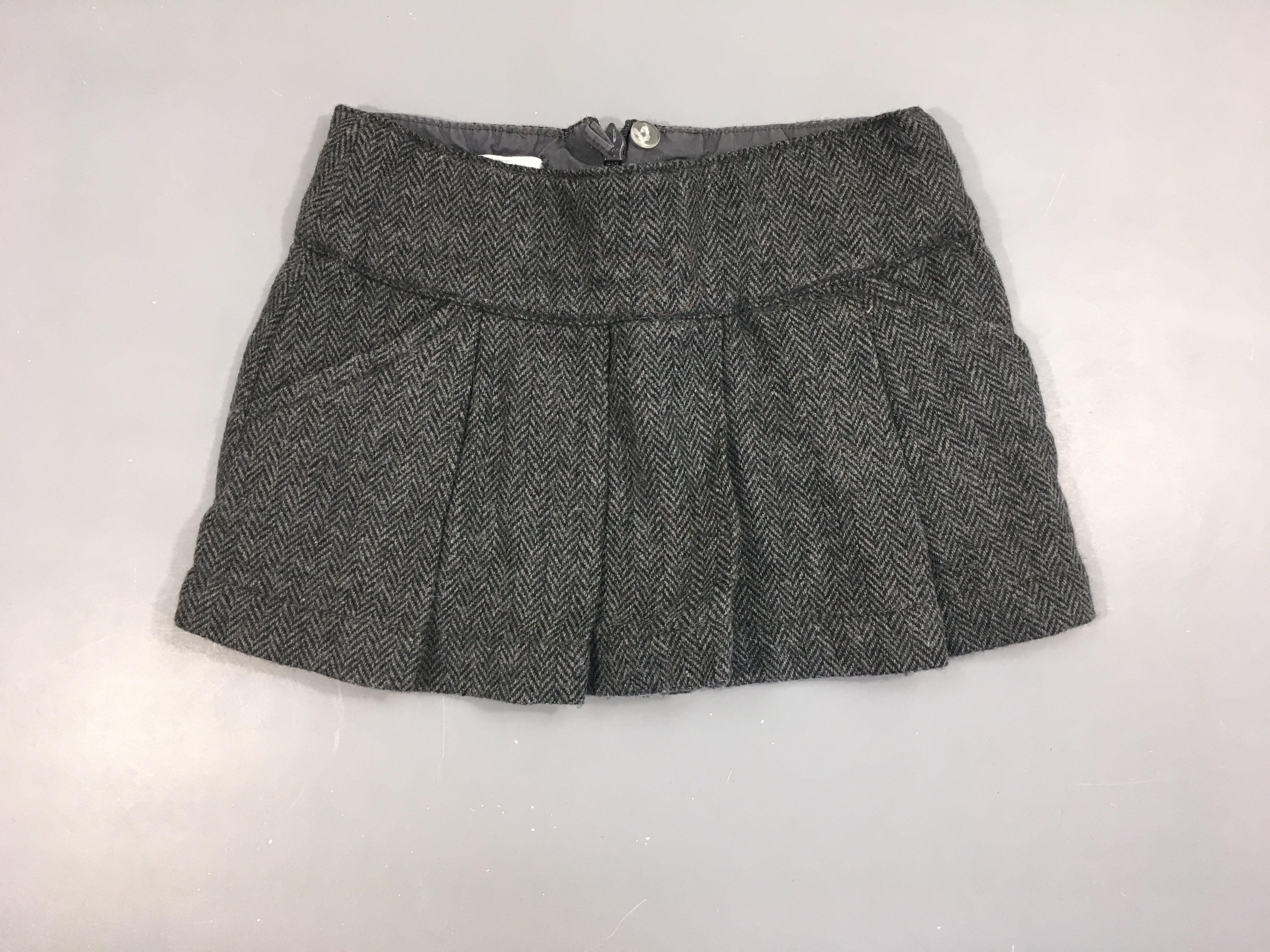 Jupe style flannelle grise chevrons