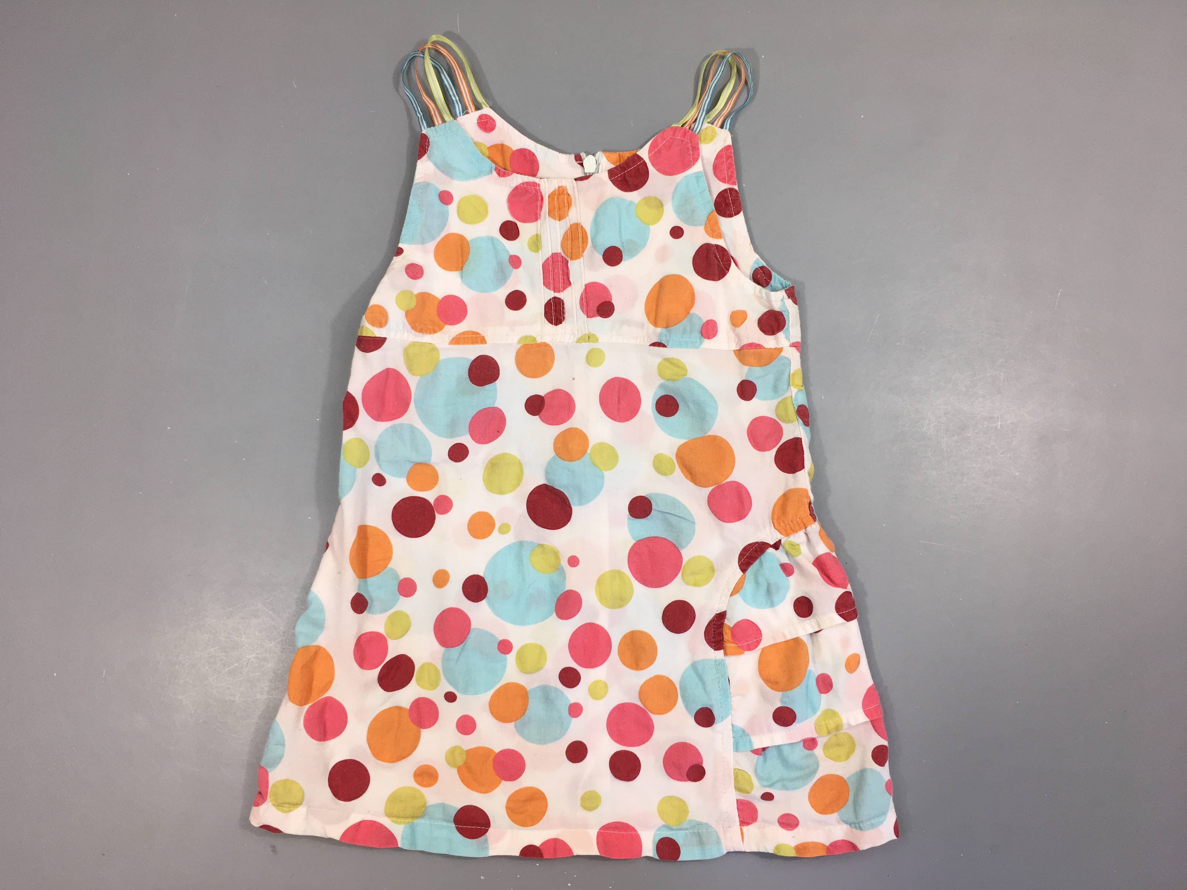 Robe s.m blanche à pois de couleurs