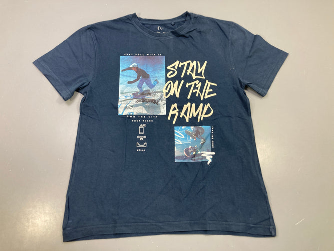 T-shirt m.c bleu marine photos skate, Stay on the ramp, moins cher chez Petit Kiwi