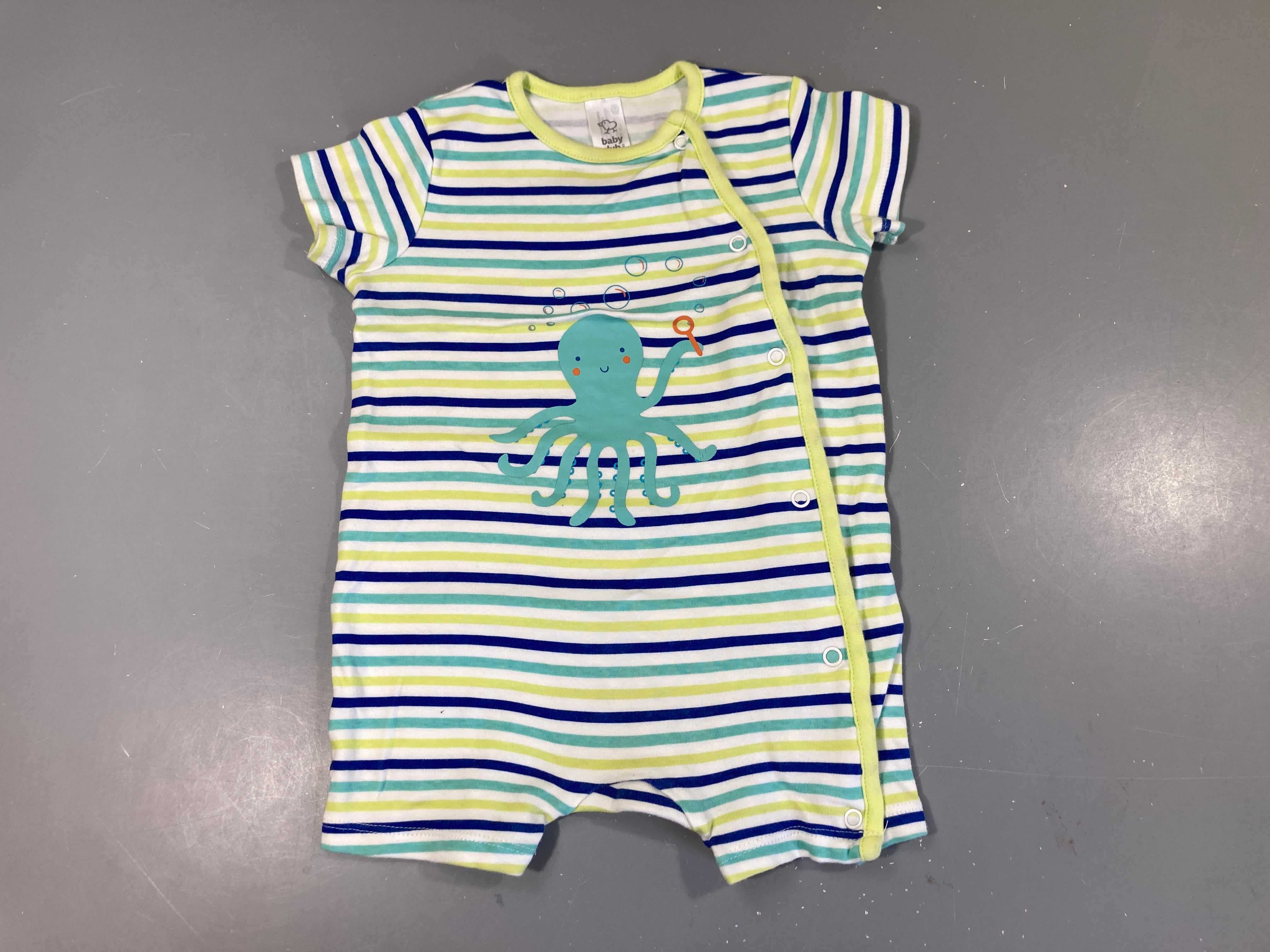 Combishort jersey blanc/vert rayé dino