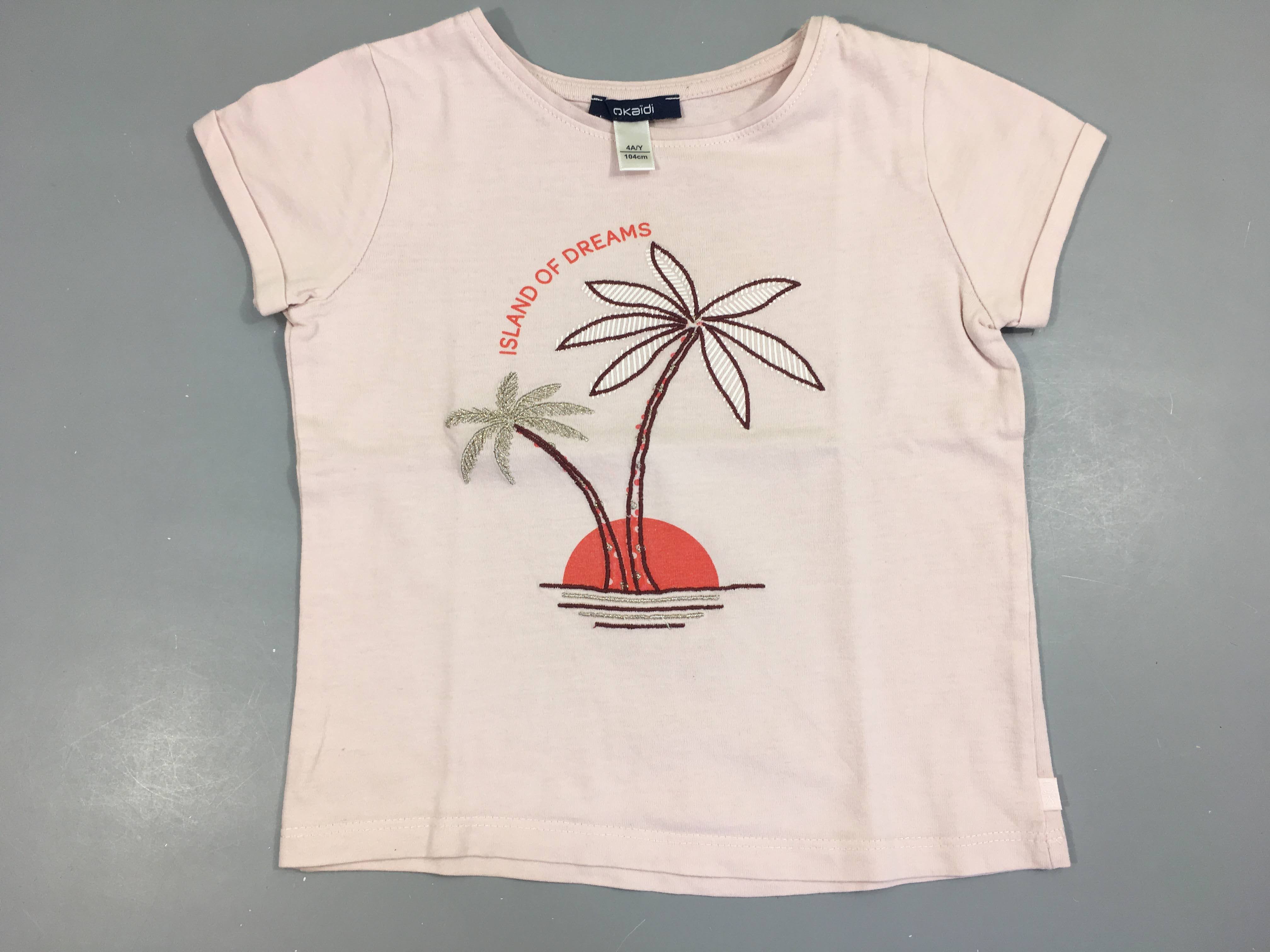 T-shirt m.c rose claircouché de soleil légèrement bouloché
