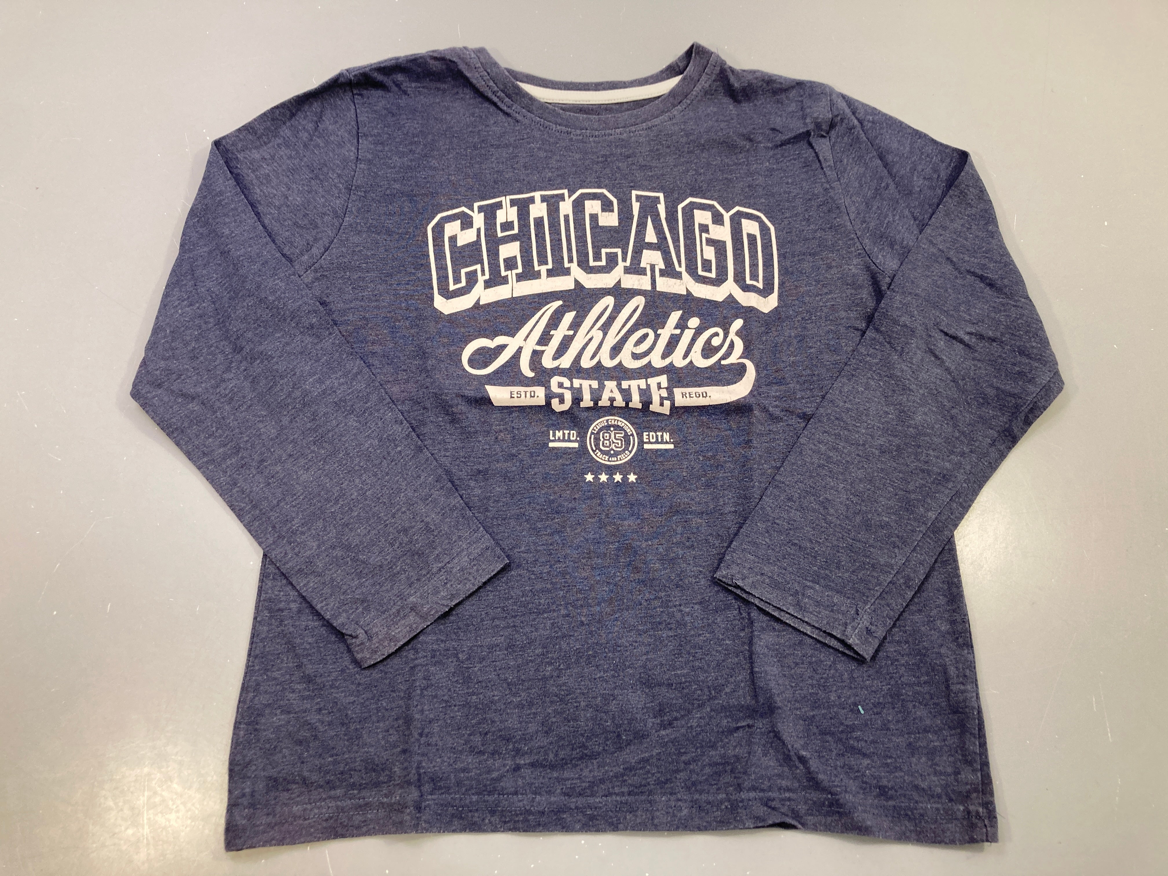 T-shirt m.l bleu marine chiné, Chicago Athletics