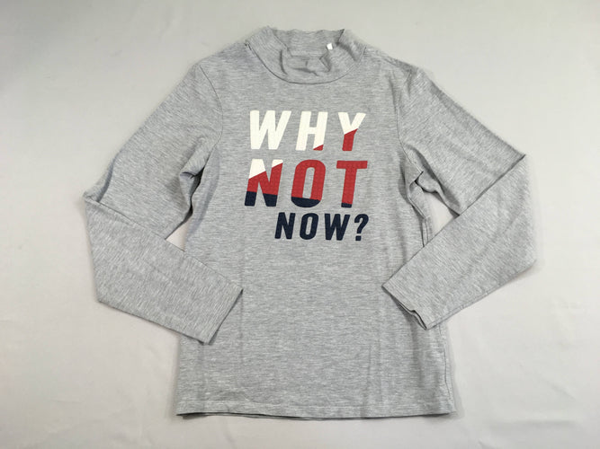 T-shirt col roulé gris col montant "why not" relief, moins cher chez Petit Kiwi