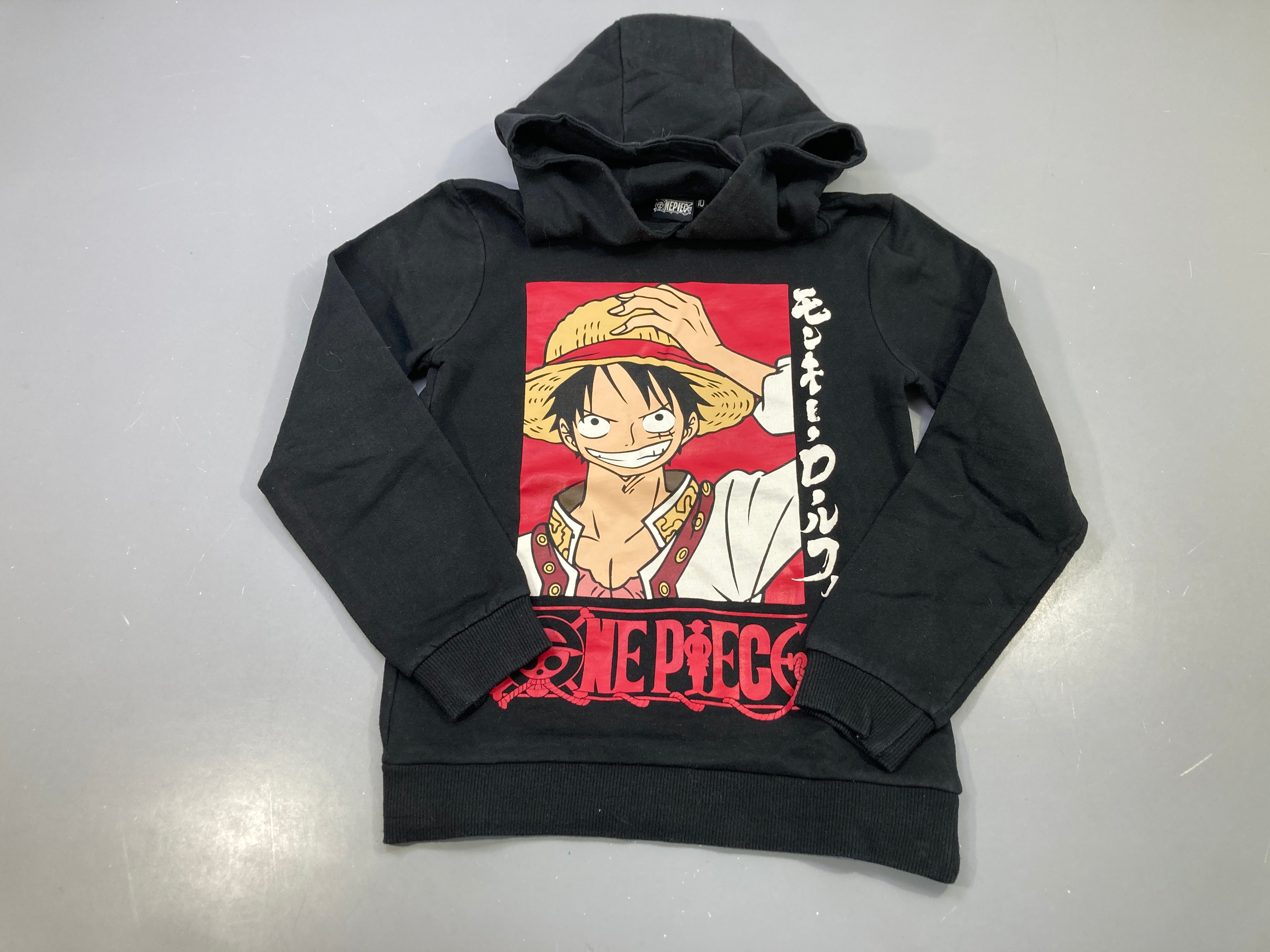 Sweat capuche noir molleton Luffy, One Piece