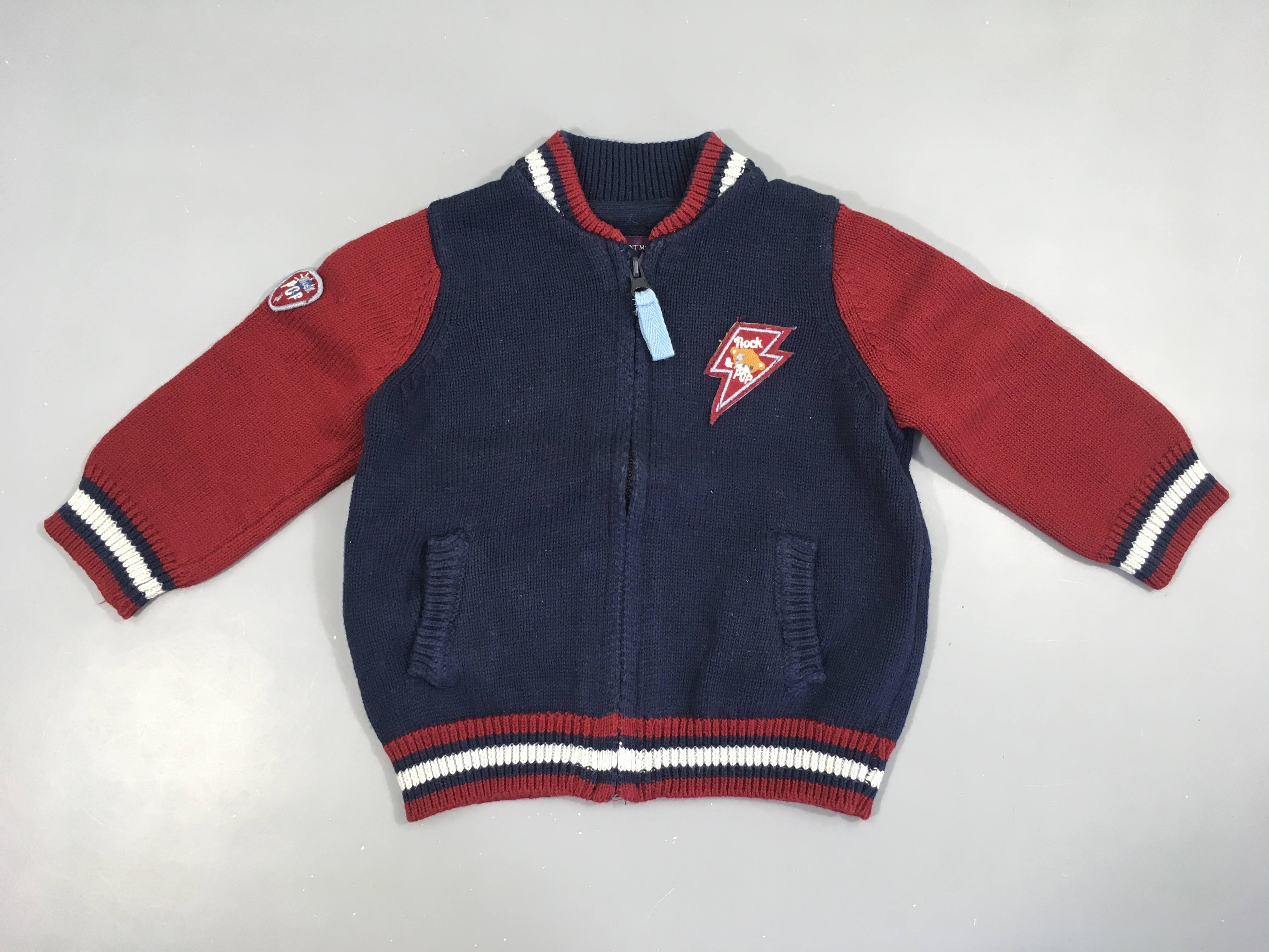 Gilet zippé bleu marine/bordeaux, Rock