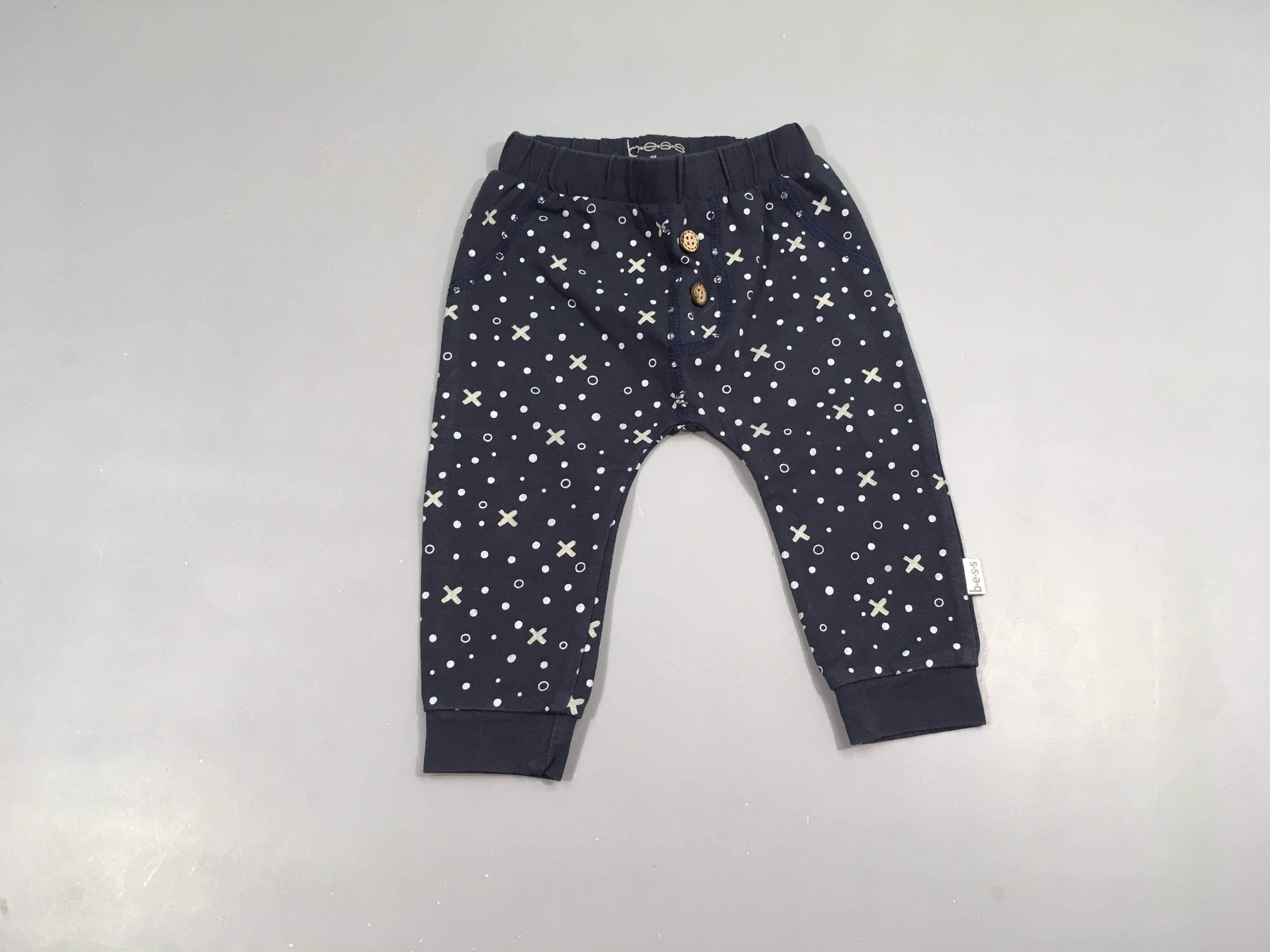 Pantalon molleton bleu marine motifs