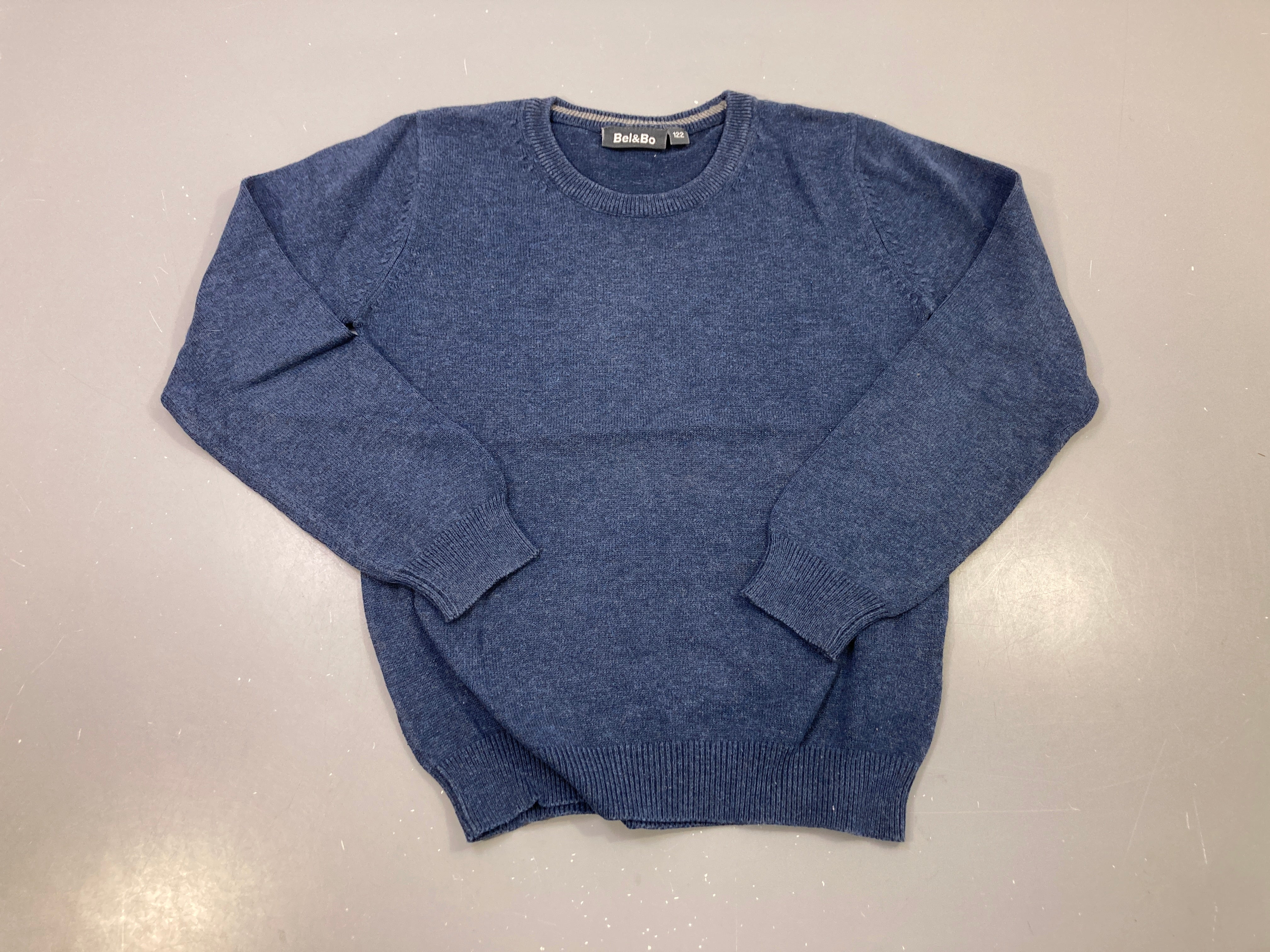 Pull bleu marine chiné col rond