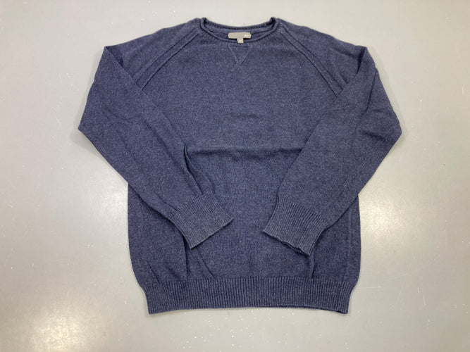 Pull bleu marine chiné manches raglan, moins cher chez Petit Kiwi