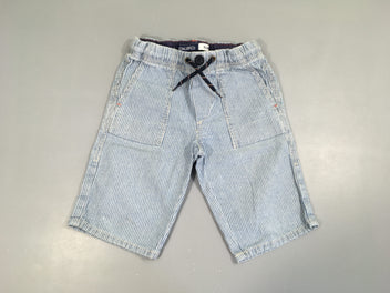 Bermuda slim denim rayé blanc