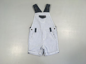 Salopette short bleu rayé blanc denim
