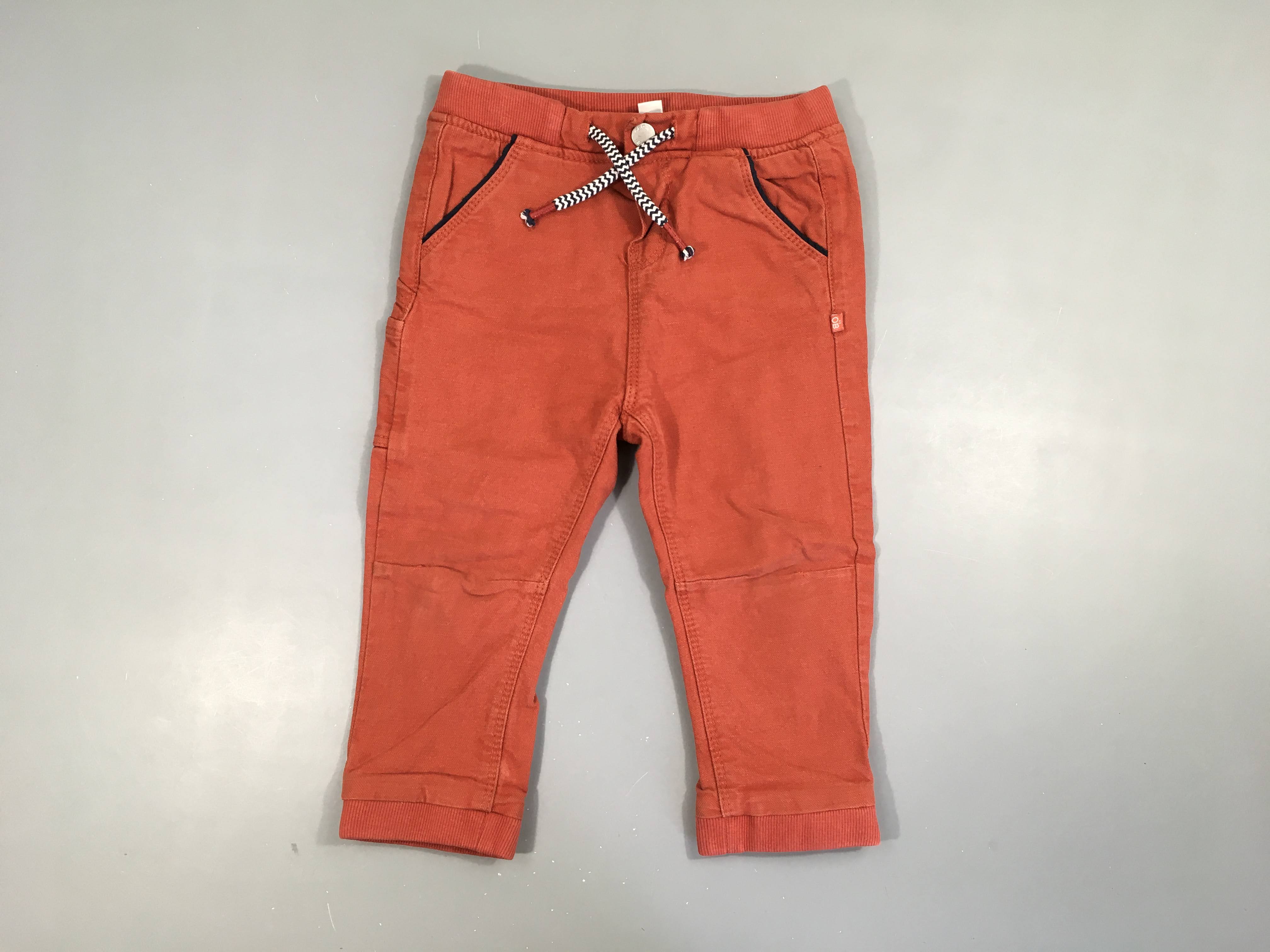 Pantalon coton brique  doublé jersey, légèrement bouloché