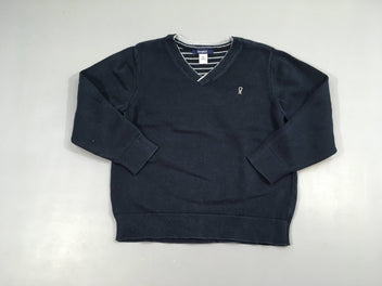 Pull col V bleu marine Légèrement bouloché