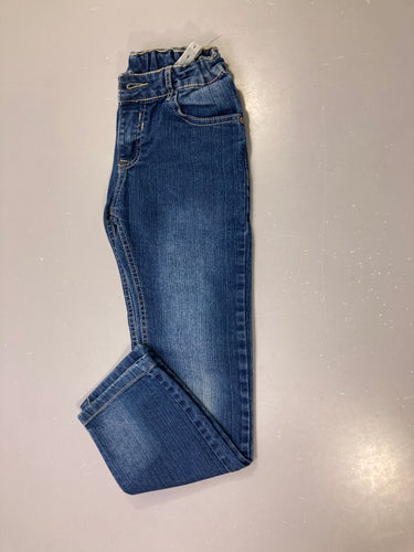 Pantalon jean bleu délavé, taille réglable, moins cher chez Petit Kiwi