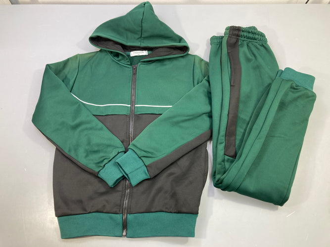 Ensemble 2pcs molleton vert et noir, sweat capuche zippé + jogging, moins cher chez Petit Kiwi
