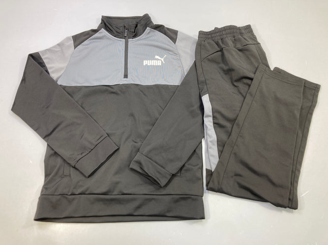 Ensemble 2pcs survêtement noir et gris, haut col montant demi-zippé + pantalon, moins cher chez Petit Kiwi