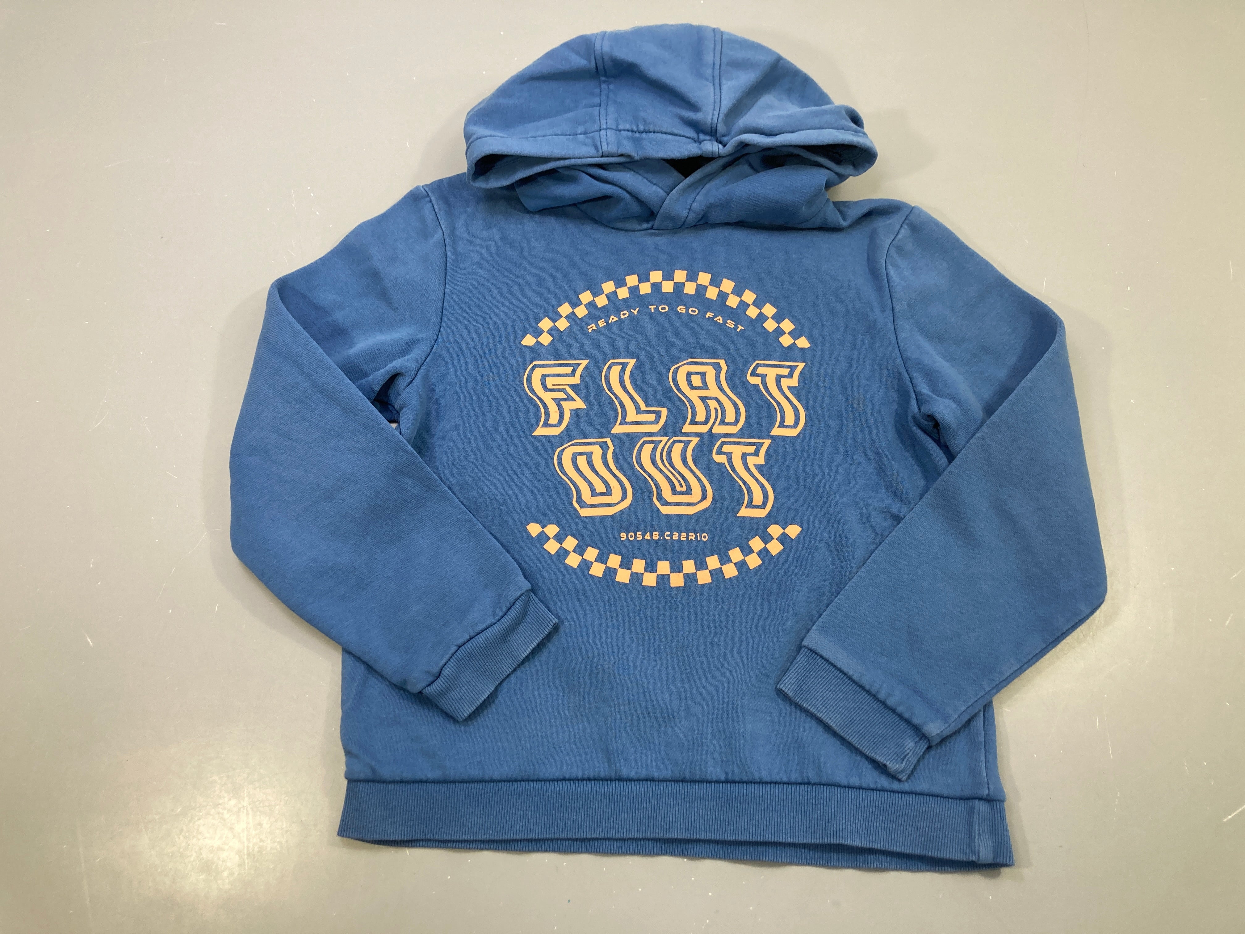 Sweat capuche bleu imprimé Flat Out orange