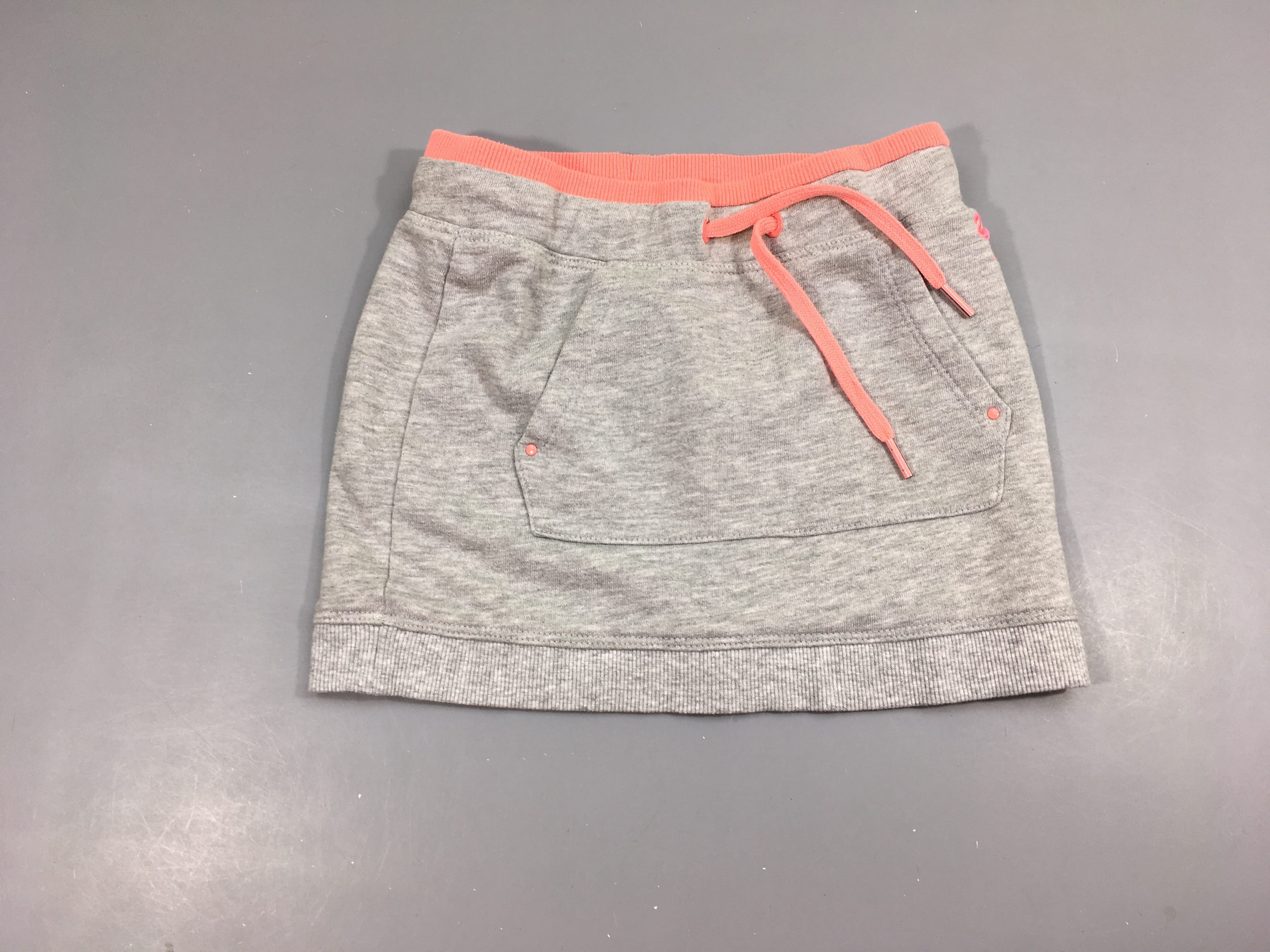 Jupe molleton gris chiné-rose taille élastique-Boulochée