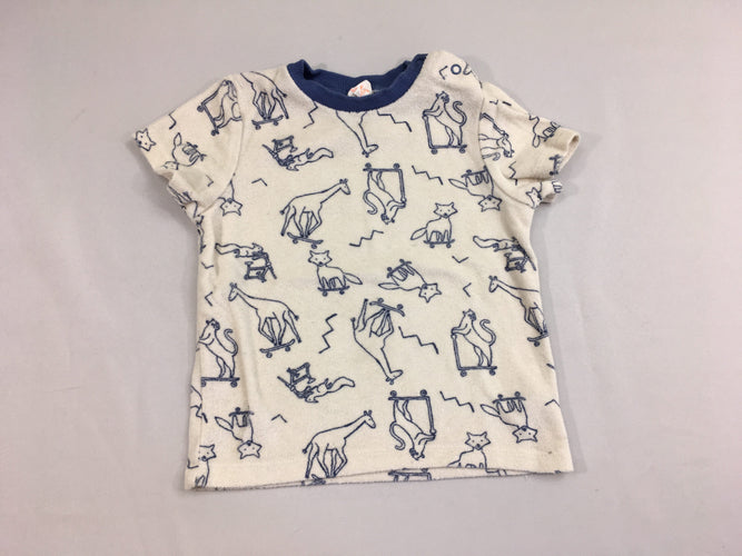 T-shirt m.c éponge écru animaux, moins cher chez Petit Kiwi