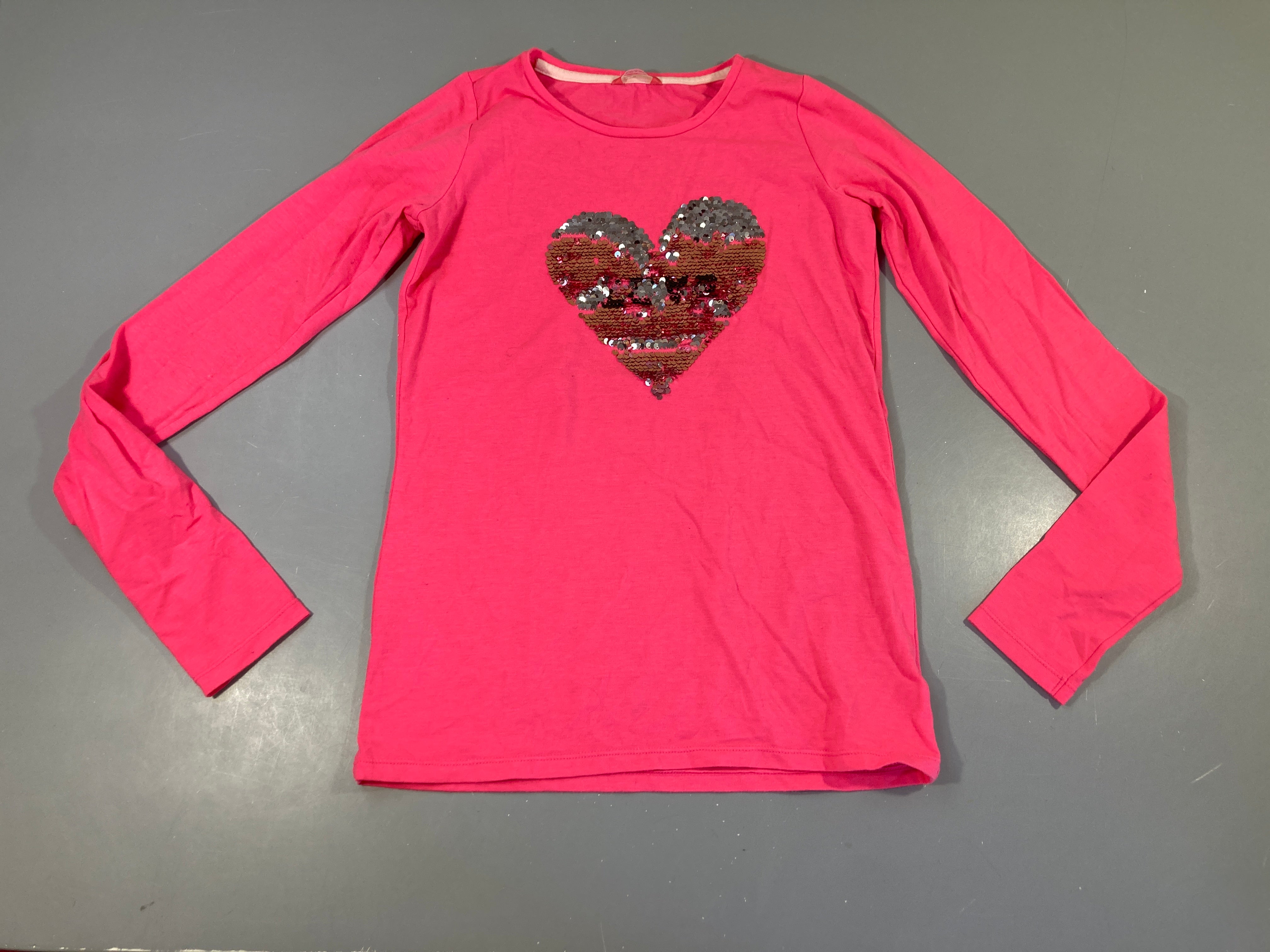 T-shirt m.l rose coeurs sequins
