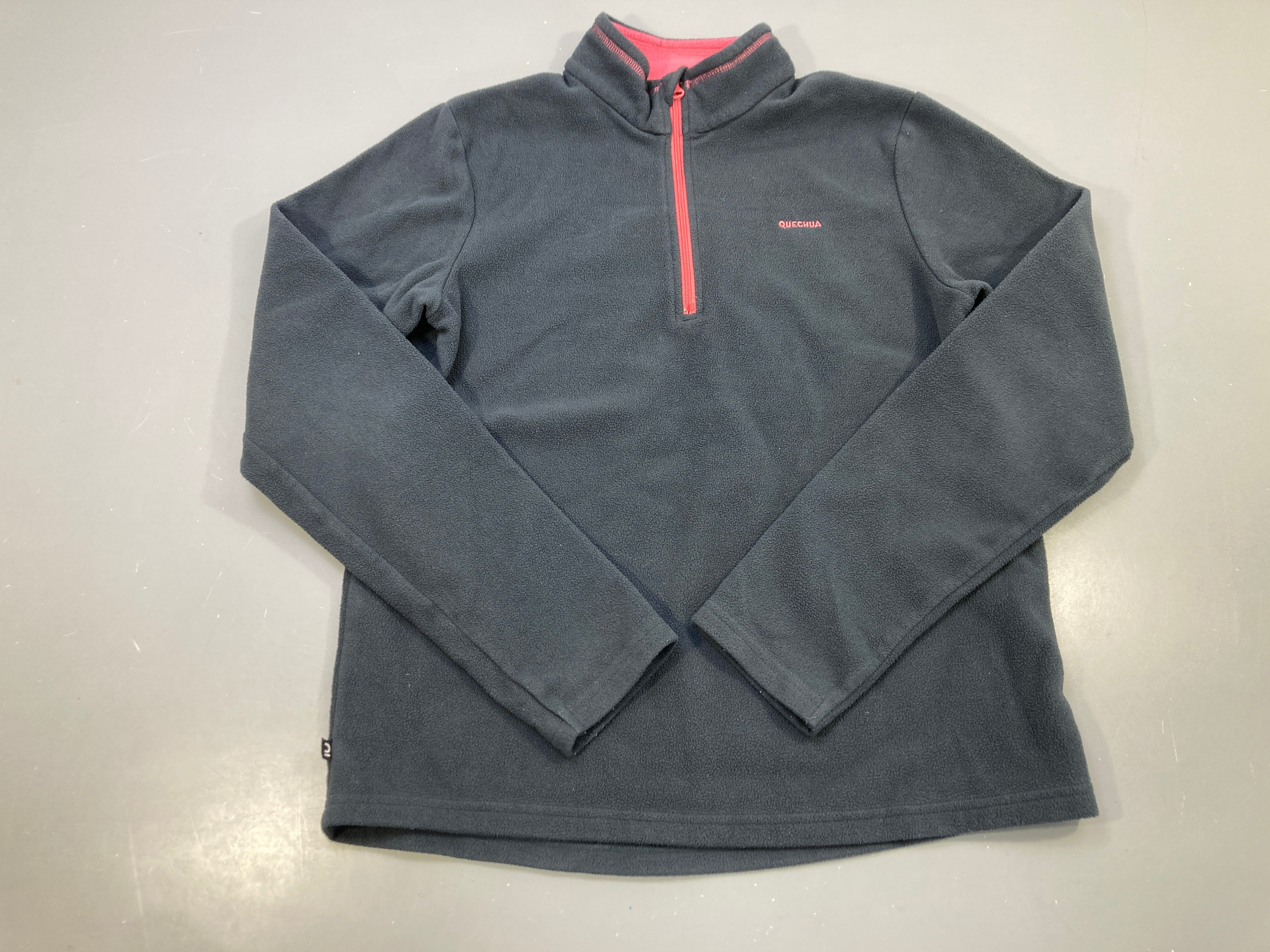 Polar gris anthracite col montant demi-zippé, zip rose, Quechua