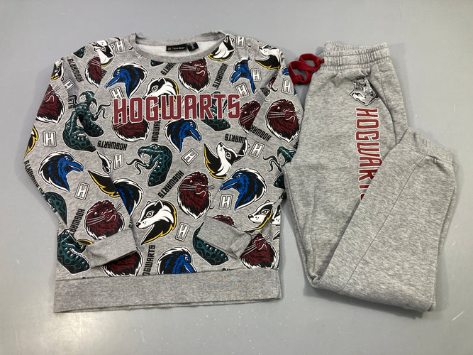 Ensemble 2pcs sweat + jogging gris chiné, imprimé Hogwarts Harrayé Potter, moins cher chez Petit Kiwi
