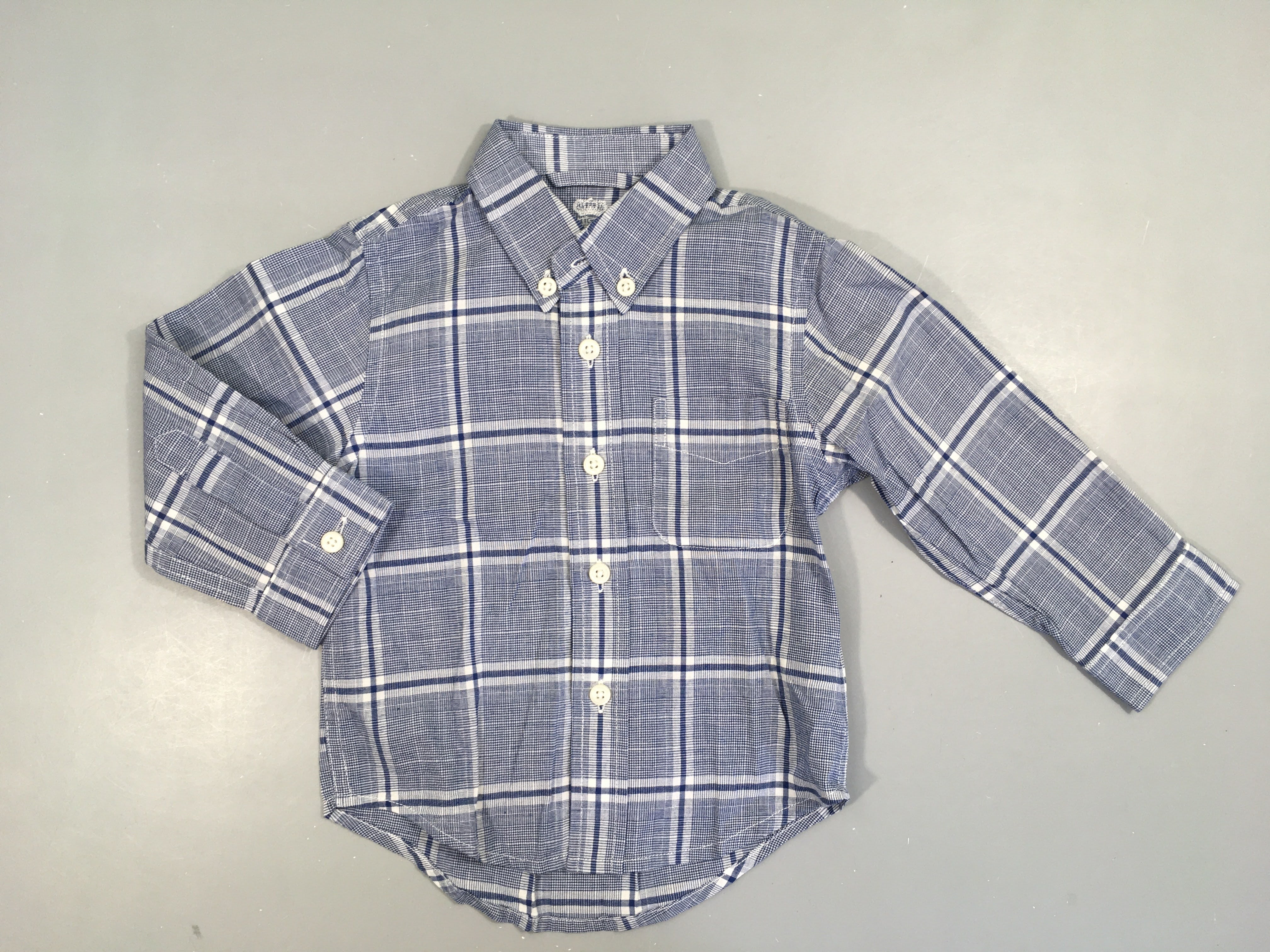 Chemise m.l blanche à carreaux bleu