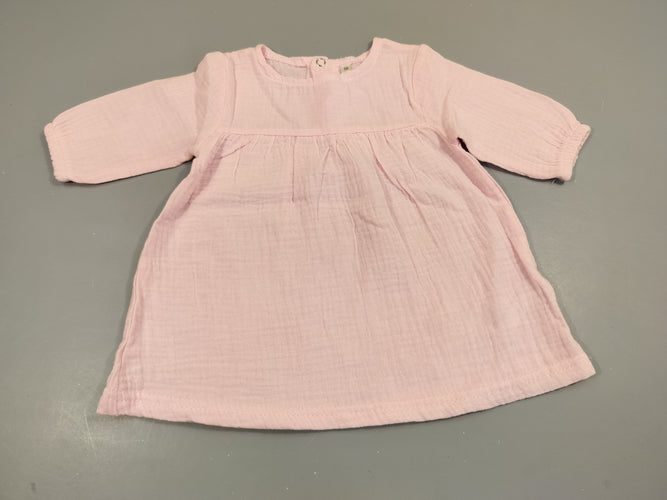 Robe m.l rose clair texturée  100%  coton, moins cher chez Petit Kiwi