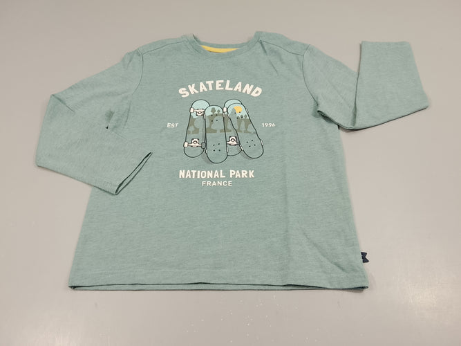 T-shirt m.l vert flammé  skateboards "Skateland", moins cher chez Petit Kiwi