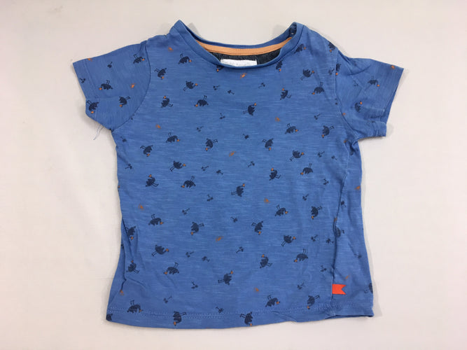 T-shirt m.c bleu flammé chameau, moins cher chez Petit Kiwi