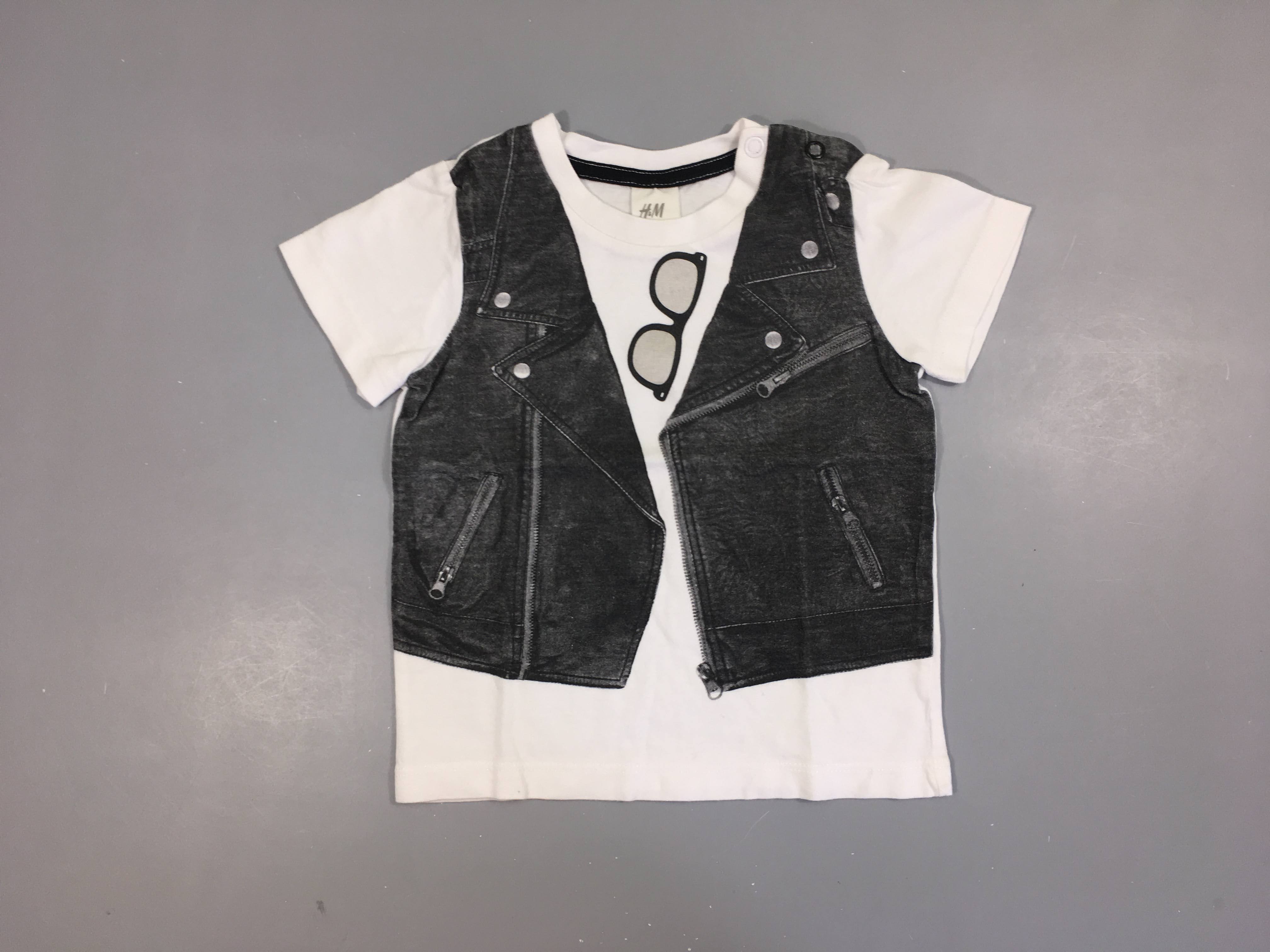 T-shirt m.c blanc effet blouson lunettes