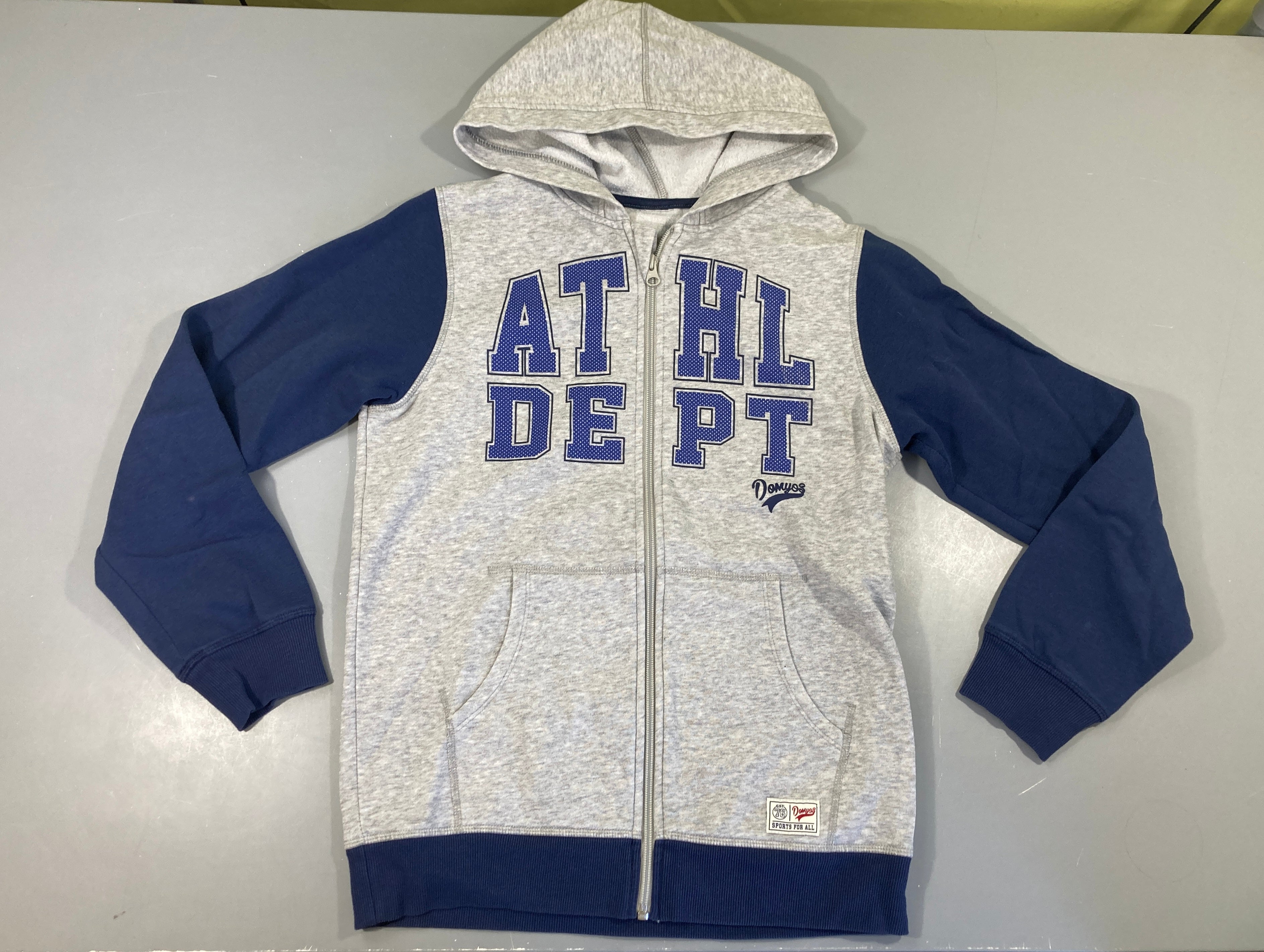 Sweat zippéà capuche gris chiné/bleu Athl