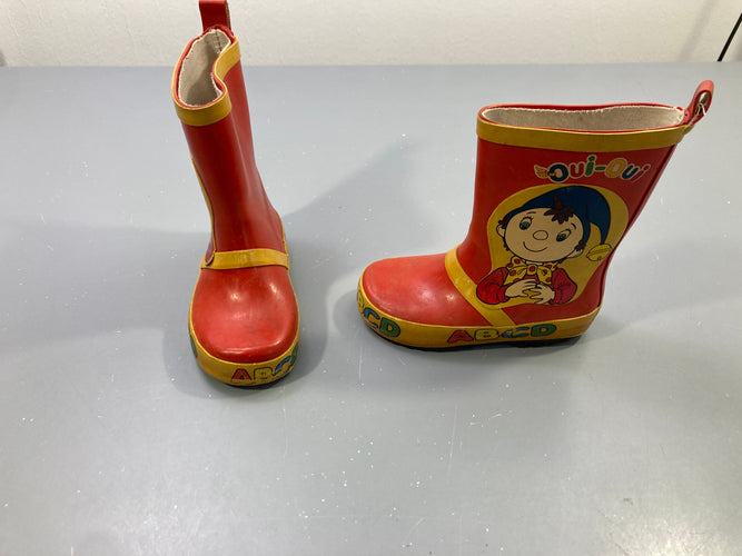 Bottes de pluie rouges et jaunes Oui-Oui, lettres ABCD, 24, moins cher chez Petit Kiwi