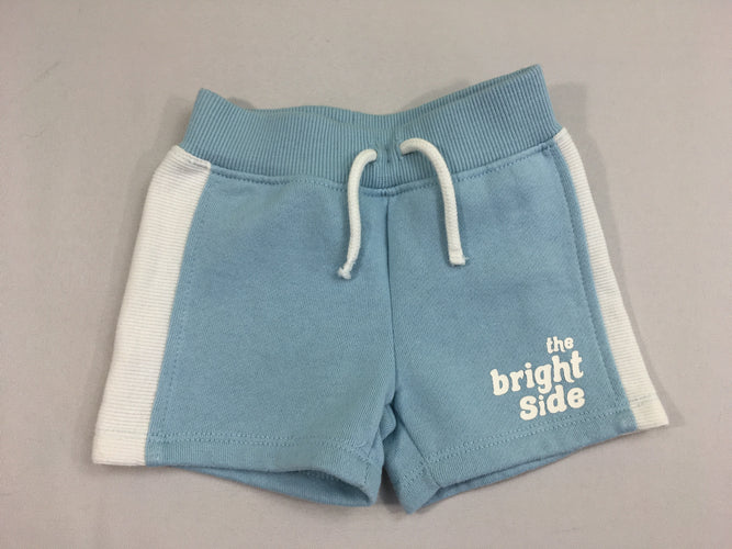 Short molleton bleu clair/blanc bright side, moins cher chez Petit Kiwi