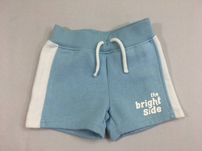 Short molleton bleu clair/blanc bright side, moins cher chez Petit Kiwi