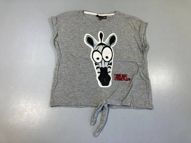T-shirt m.c gris à revers nouable Zèbre, moins cher chez Petit Kiwi