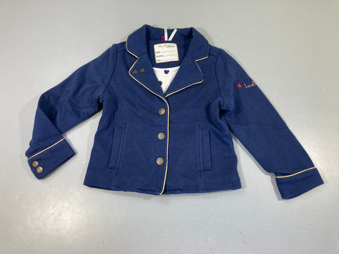 Veste blaser molleton bleu foncé bords dorés, moins cher chez Petit Kiwi