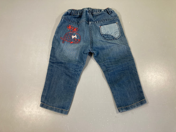 Pantalon denim Baleine fleurs arrière Taille comme un 18 mois! (86cm), moins cher chez Petit Kiwi