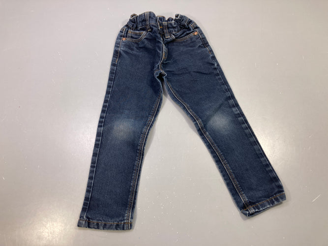 Pantalon jean bleu foncé, taille réglable, moins cher chez Petit Kiwi