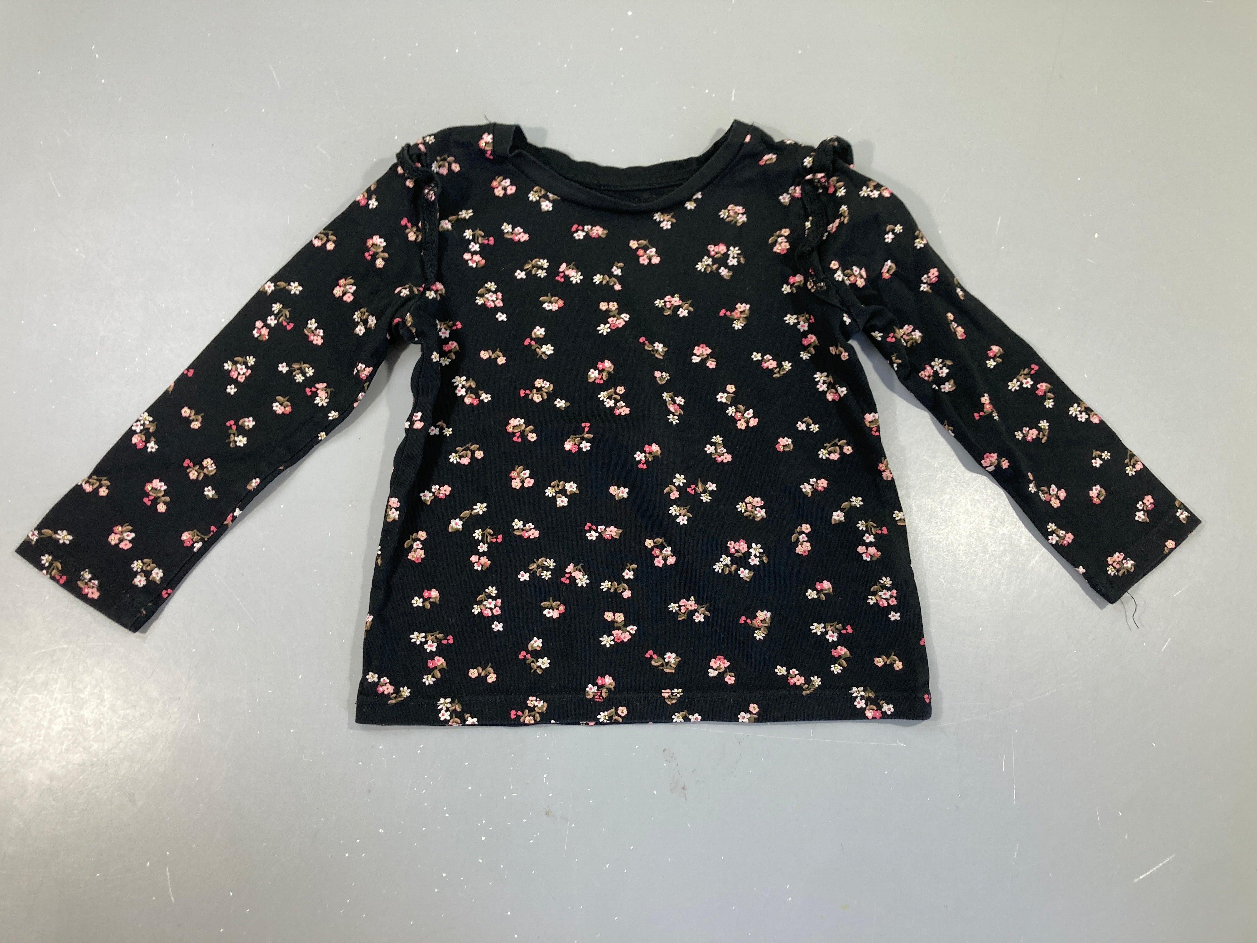 T-shirt m.l noir fleuri