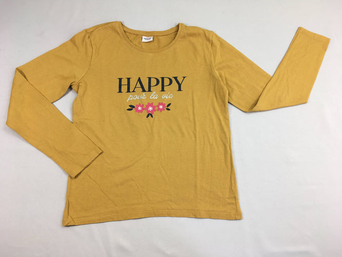 T-shirt m.l jaune moutarde happy, moins cher chez Petit Kiwi
